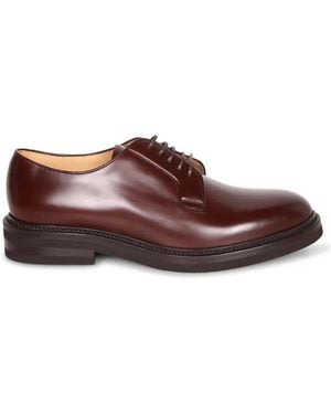 Brunello Cucinelli Lace-Up Leather Derby Shoes - Brown
