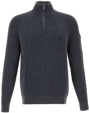 Rrd Cotton 7 Techno Wash Half-Zip Rib-Knit Jumper - Blue