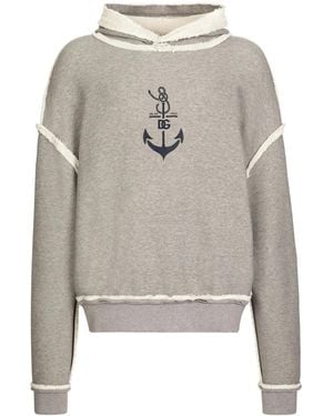 Dolce & Gabbana Contrasting Trim Slouchy Hood Jumper - Grey