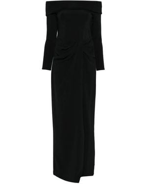 Ralph Lauren Abito Con Spalle Scoperte E Drappeggio - Nero