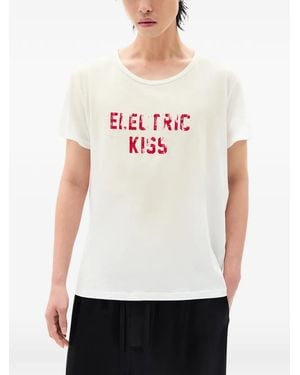 Ann Demeulemeester Idar Cropped Standard Fit T-Shirt With Electric K - White