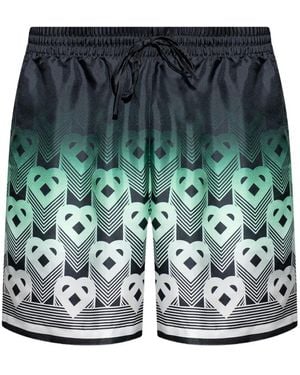 CASABLANCA Monogram-Print Drawstring Shorts - Green