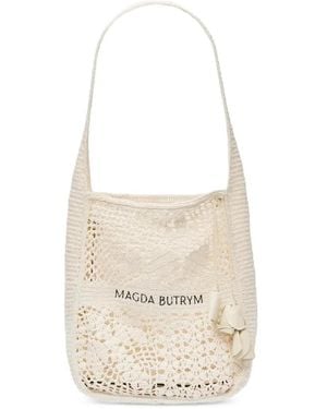 Magda Butrym Bolso Shopper De Ganchillo Con Aplique Floral - Blanco