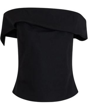 Rosie Assoulin Can'T Bare It Ridged Off-Shoulder Top - Black