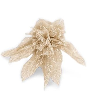 Alberta Ferretti Floral-Print Silk Brooch - Natural