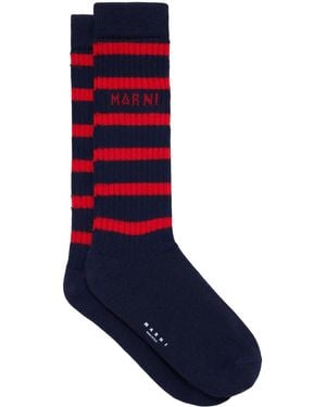 Marni Gerippte Socken Mit Streifen - Blau