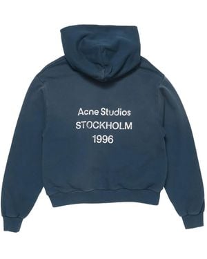 Acne Studios Logo-Print Hoodie - Blue
