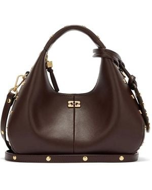 Ganni Studded Tote Bag - Brown