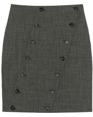 Ferragamo Gerader Rock Mit Knopfdetail - Schwarz