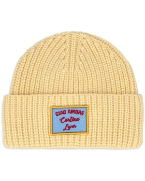 Giada Benincasa Gerippte Beanie mit Patch - Natur