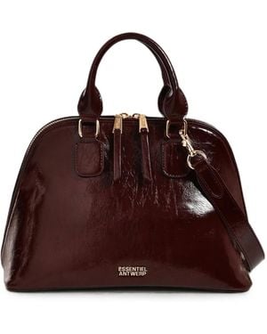 Essentiel Antwerp Karla Patent-Effect Shoulder Bag - Brown