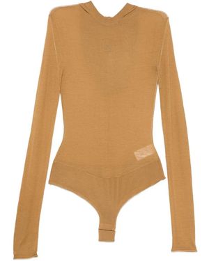 Patrizia Pepe Hooded Wool Bodysuit - Natural