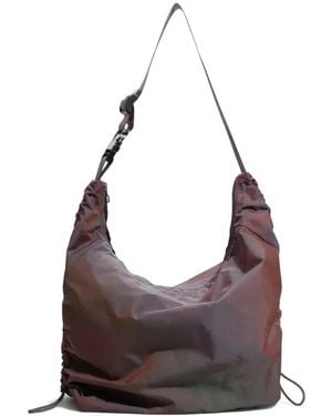 Arc Hey Ruched-Detail Shoulder Bag - Purple