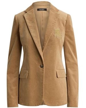 Ralph Lauren Blazer Bullion De Pana Con Parche - Neutro