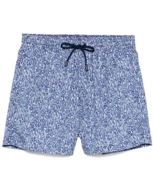 Canali フローラル トランクス水着 - ブルー