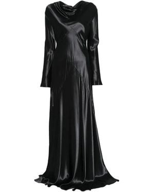 Erika Cavallini Semi Couture Open-Back Satin Maxi Dress - Black