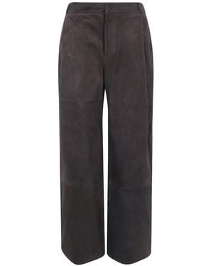 The Jackie Leathers Promise Wide-Leg Suede Trousers - Black
