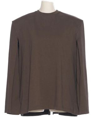 Pushbutton Shoulder-Pad Split-Back T-Shirt - Brown