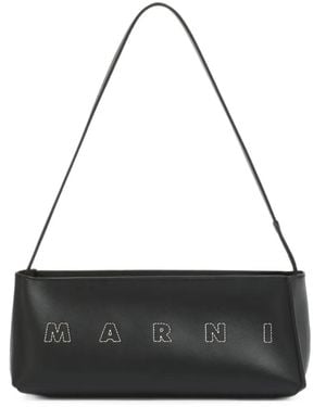 Marni Museo Debossed-Logo Shoulder Bag - Black