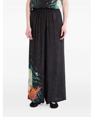 Desigual Tropical Fluid Palazzo Trousers - Black