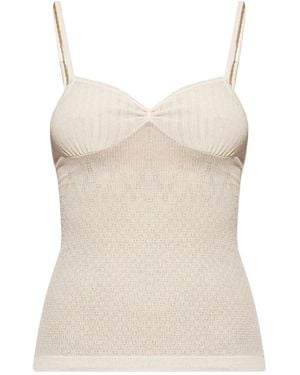 Victoria Beckham Ribbed-Knit Tank Top - Natural