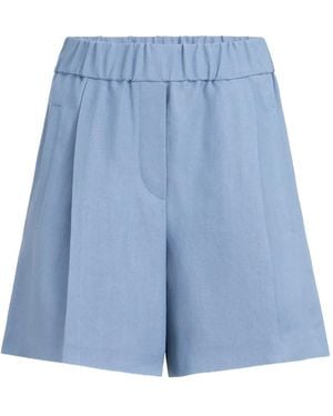 Brunello Cucinelli Viscose And Linen Fluid Twill Baggy Shorts - Blue