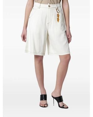 DARKPARK Contrast-Stitch Denim Shorts - White