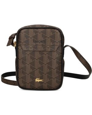 Lacoste Blend Slimline Monogram-Print Crossbody Bag - Brown