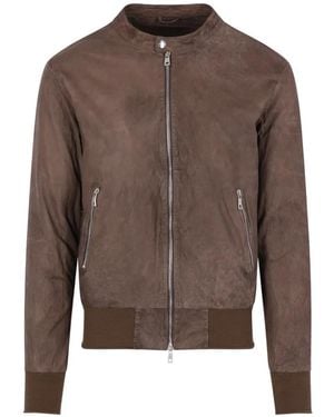 Giorgio Brato Lammlederjacke mit Reißverschluss - Braun