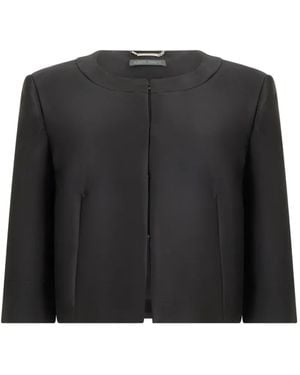 Alberta Ferretti Round-Neck Cropped Jacket - Black