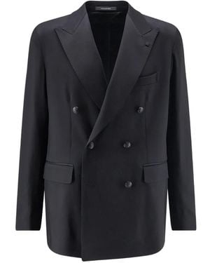 Tagliatore Double-Breasted Peak-Lapel Suit Jacket - Blue