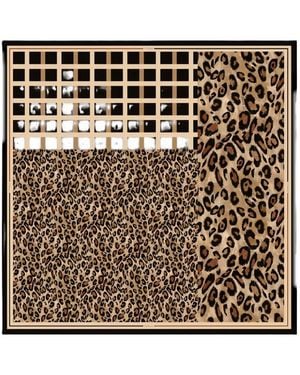 Marella Leopard-Print Chequered Scarf - Metallic