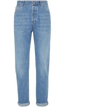 Brunello Cucinelli Stonewashed Straight-Leg Jeans - Blue