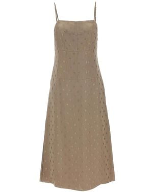 Fendi Floral-Jacquard Silk Midi Dress - Natural