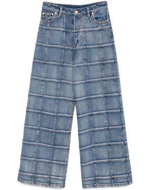 Cynthia Rowley Windowpane Wide-Leg-Jeans - Blau