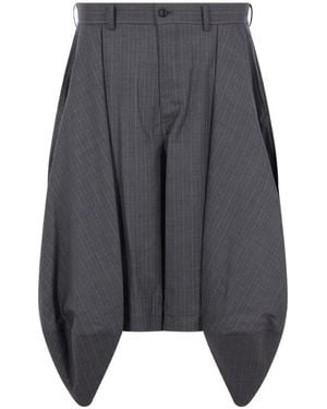 Comme des Garçons Pinstripe-Pattern Draped Trousers - Grey