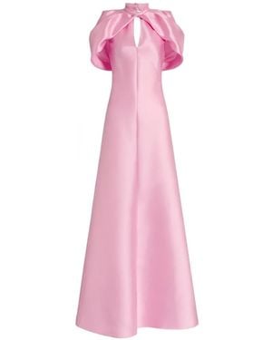 Alberta Ferretti Maxi Mikado Cut-Out Draped-Sleeve Dress - Pink