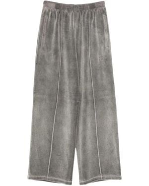 Alexander Wang Crystal-Embellished Velour Track Trousers - Grey