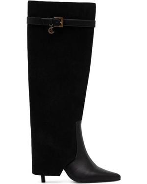 Just Cavalli Buckle-Strap Boots - Black