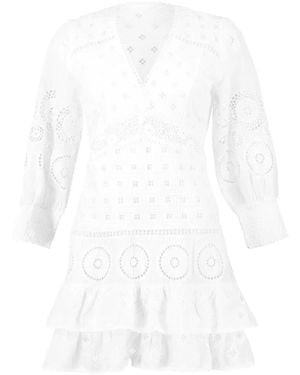 Temptation Positano Gerüschtes Mala Kleid mit Ösen - Weiß