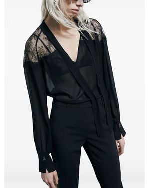 Patrizia Pepe Lace-Detail Blouse - Black