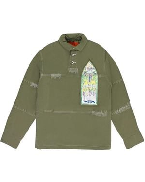 Who Decides War Oversized Button-Down Polo Shirt - Green