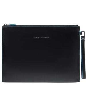 Piquadro Ipad Compartment Leather Clutch Bag - Black