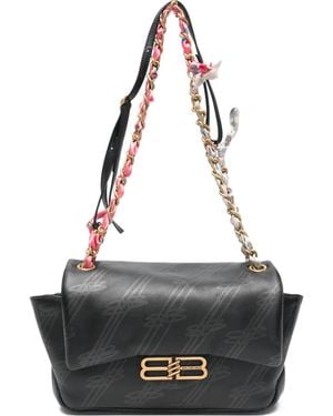 Balenciaga Bolso De Hombro Con Detalle Del Logo - Negro