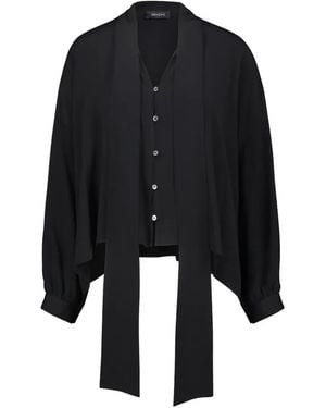 DR. HOPE Tie-Neck Button-Up Shirt - Black