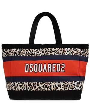 DSquared² Leopard-print Striped Tote Bag - Red