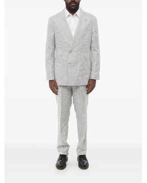 Brunello Cucinelli Houndstooth Double-Breasted Suit - Grey
