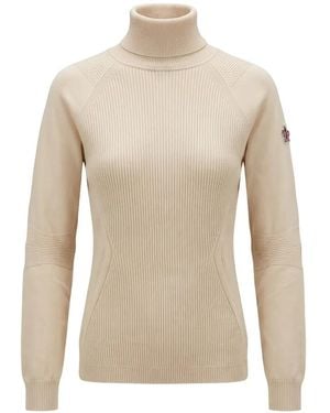 Moncler Ribbed-Knit Logo-Patch Sweater - White