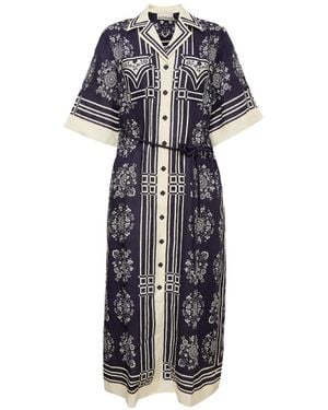 ALÉMAIS Banderra Floral-Print Shirt Maxi Dress - White