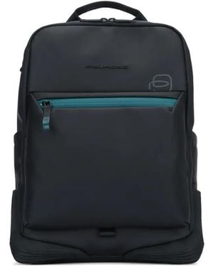 Piquadro Water Resistant Zip-Pocket Backpack - Blue